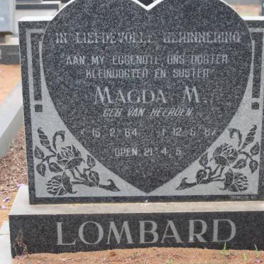 LOMBARD Magda M. nee VAN HEERDEN 1964-1987