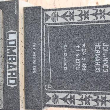 LOMBARD Johannes Hermanus 1891-1979