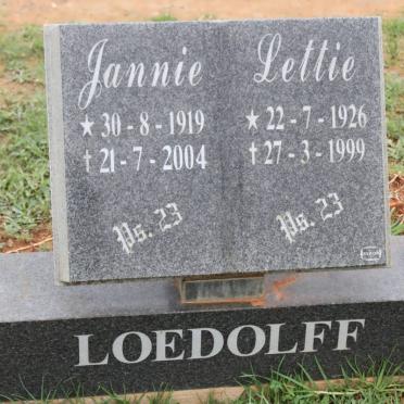 LOEDOLFF Jannie 1919-2004 &amp; Lettie 1926-1999