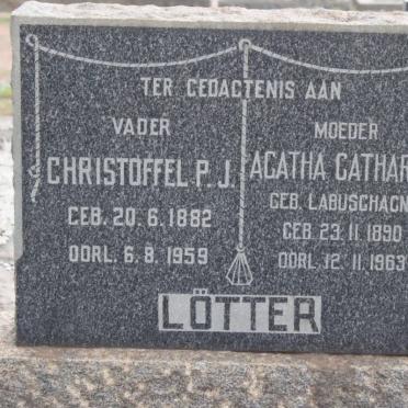 LÖTTER Christoffel P.J. 1882-1959 &amp; Agatha Catharina LABUSCHAGNE 1890-1963
