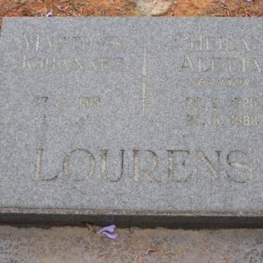 LOURENS Matthys Johannes 1919-? &amp; Heila Aletta 1920-1988