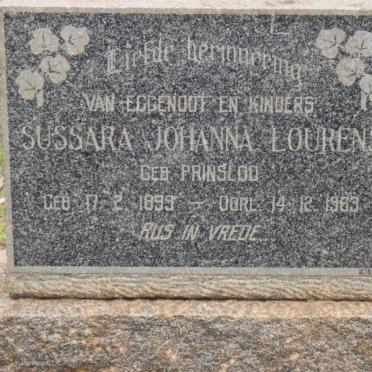 LOURENS Sussara Johanna nee PRINSLOO 1899-1963