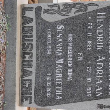 LABUSCHAGNE Hendrik Adriaan 1929-1985 &amp; Susanna Magrietha 1934-2003