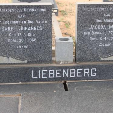 LIEBENBERG Sarel Johannes 1915-1968 &amp; Jacoba Maria CRONJE 1926-2002