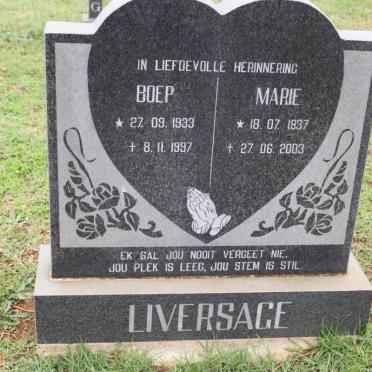 LIVERSAGE Boep 1933-1997 &amp; Marie 1937-2003