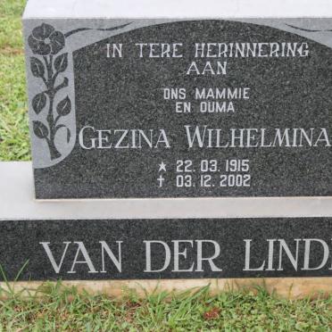 LINDEN Gezina Wilhelmina, van der 1915-2002