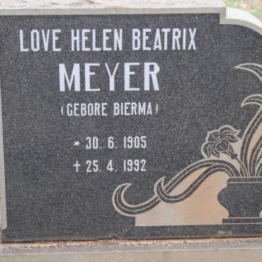 MEYER Lucas Johannes 1891-1967 &amp; Love Helen Beatrix BIERMA 1905-1992