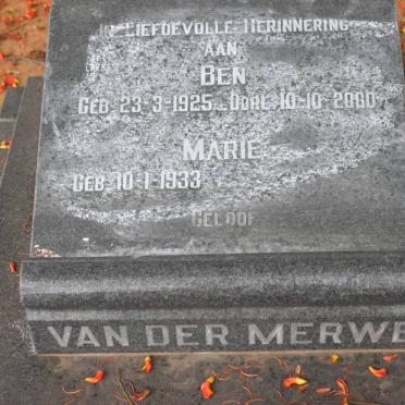 MERWE Ben, van der 1925-2000 &amp; Marie 1933-