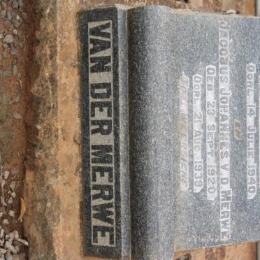 MERWE Barend, van der 1880-1940 :: VAN DER MERWE Jacobus Johannes 1920-1939