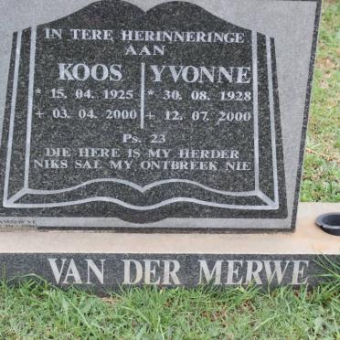 MERWE Koos, van der 1925-2000 &amp; Yvonne 1928-2000
