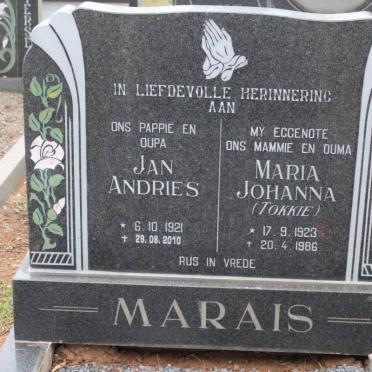 MARAIS Jan Andries 1921-2010 &amp; Maria Johanna 1923-1986