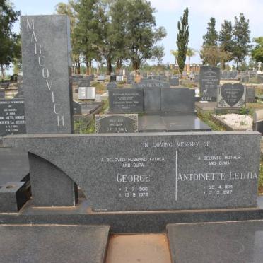 MARCOVICH George 1906-1978 &amp; Antoinette Letitia 1914-1987