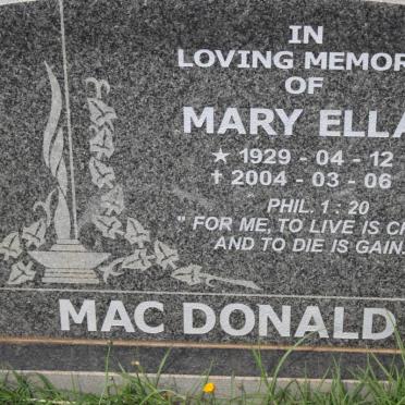 MACDONALD Mary Ella 1929-2004