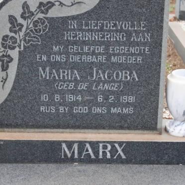 MARX Maria Jacoba nee DE LANGE 1914-1981