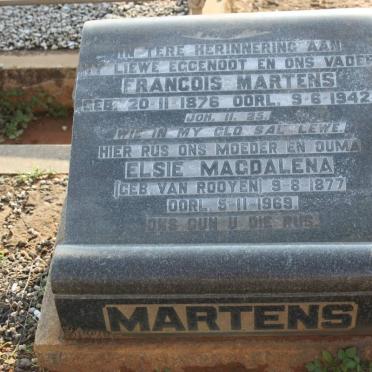 MARTENS Francois 1876-1942 &amp; Elsie Magdalena VAN ROOYEN 1877-1969