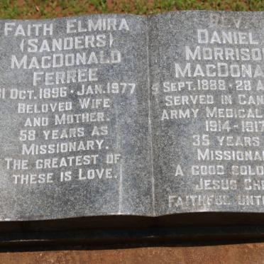 MACDONALD Daniel Morrison 1888-1963 &amp; Faith Elmira formely FERREE nee SANDERS 1896-1977