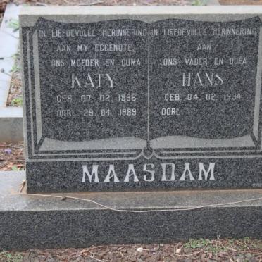 MAASDAM Hans 1934- &amp; Katy 1936-1989