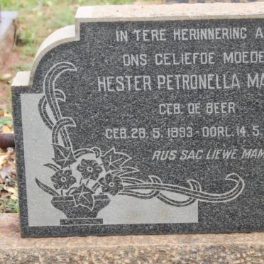 MARITZ Hester Petronella nee DE BEER 1893-1965
