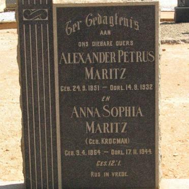 MARITZ Alexander Petrus 1851-1932 &amp; Anna Sophia KROGMAN 1864-1944