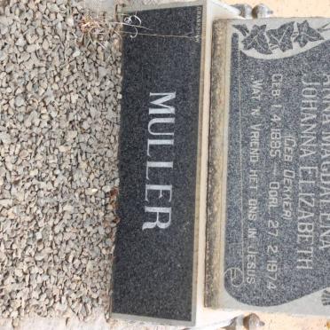 MULLER Anna Magdalena Johanna Elizabeth nee DEKKER 1885-1974