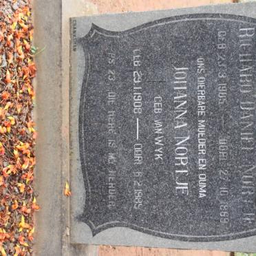 NORTJE Richard Daniel 1905-1969 &amp; Johanna VAN WYK 1908-1999