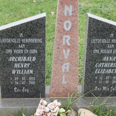 NORVAL Archibald Henry William 1933-2001 &amp; Anna Catherina Elizabeth 1933-2001