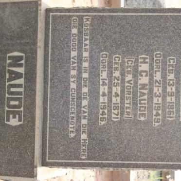 NAUDE P.A. 1861-1949 &amp; H.C. VORSTER 1871-1946