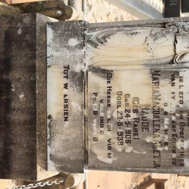 NAUDE Maria Magdalena Aletta nee RABE 1906-1938