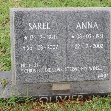 OLIVIER Sarel 1921-2007 &amp; Anna 1931-2002