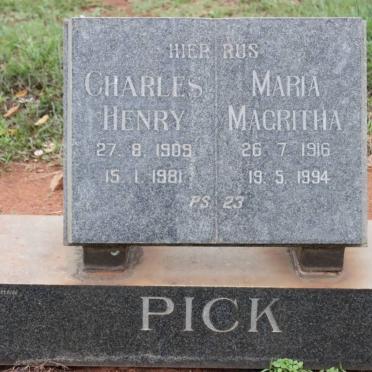 PICK Charles Henry 1909-1981 &amp; Maria Magritha 1916-1994