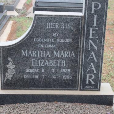 PIENAAR Martha Maria Elizabeth 1929-1985