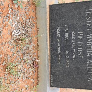 PIETERSE Hester Martha Aletta nee STEENKAMP 1889-1943