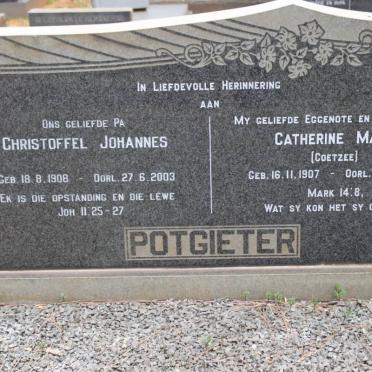 POTGIETER Christoffel Johannes 1908-2003 &amp; Catherine Maud COETZEE 1907-1971