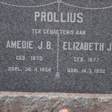 PROLLIUS Amedie J.B. 1873-1954 &amp; Elizabeth J. 1877-1952