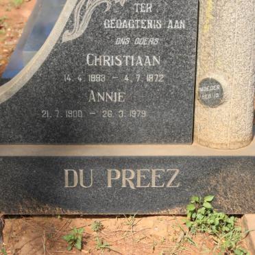 PREEZ Christiaan, du 1893-1972 &amp; Annie 1900-1979