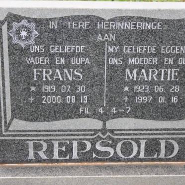 REPSOLD Frans 1919-2000 &amp; Martie 1923-1997