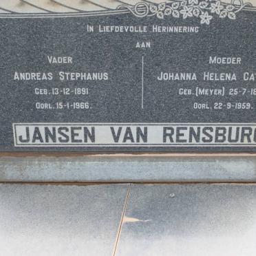 RENSBURG Andreas Stefanus, Jansen van 1891-1966 &amp; Johanna Helena Catharina MEYER 1890-1959