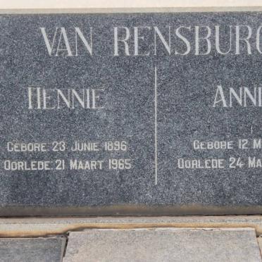 RENSBURG Hennie, van 1896-1965 &amp; Annie 1901-1980