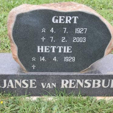 RENSBURG Gert, Janse van 1927-2003 &amp; Hettie 1929-