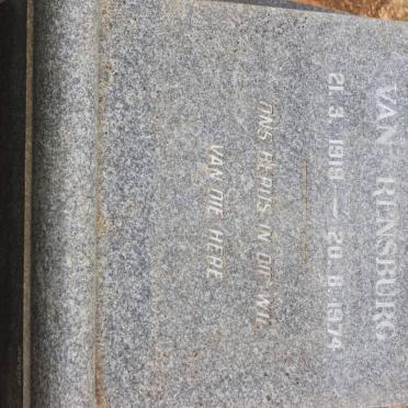 RENSBURG Wessel H.J.,van 1919-1974