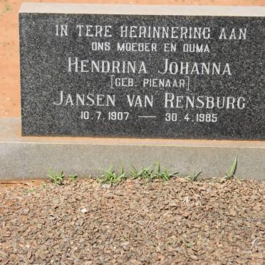 RENSBURG Hendrina Johanna, Jansen van nee PIENAAR 1907-1985