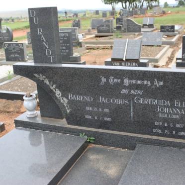 RANDT Barend Jacobus, du 1901-1982 &amp; Gertruida Elizabeth Johanna 1907-1991