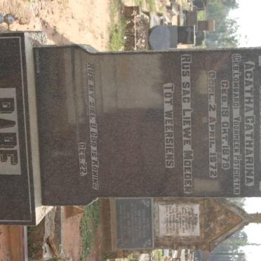 RABE Agatha Catharina, formerly POTGIETER nee LOMBARD 1879-1972