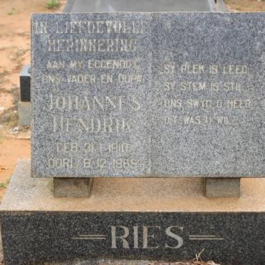 RIES Johannes Hendrik 1910-1965