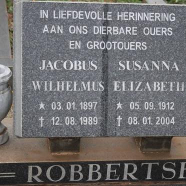 ROBBERTSE Jacobus Wilhelmus 1897-1989 &amp; Susanna Elizabeth 1912-2004