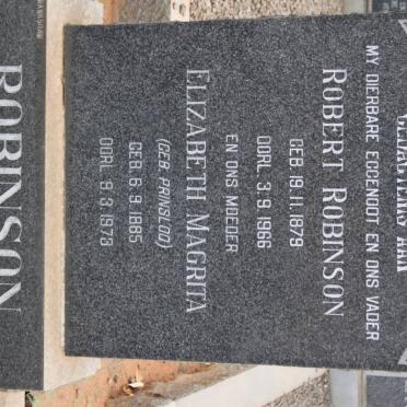 ROBINSON Robert 1879-1966 &amp; Elizabeth Magrita PRINSLOO 1885-1973