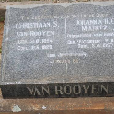 ROOYEN Christiaan S., van 1864-1920 &amp; Johanna H. G. MARITZ formerly VAN ROOYEN nee POTGIETER 1872-1957