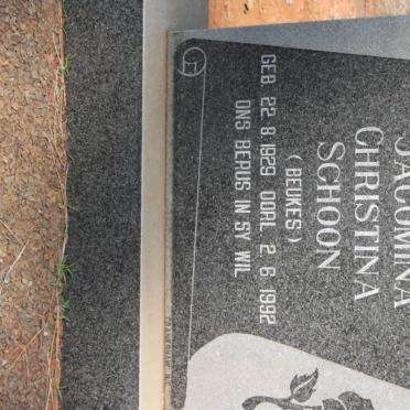 SCHOON Jacomina Christina nee BEUKES 1929-1992