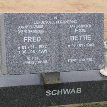 SCHWAB Fred 1932-1999 &amp; Bettie 1943-