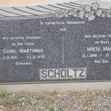 SCHOLTZ Carel Marthinus 1891-1970 &amp; Mieta Maria 1899-1975
